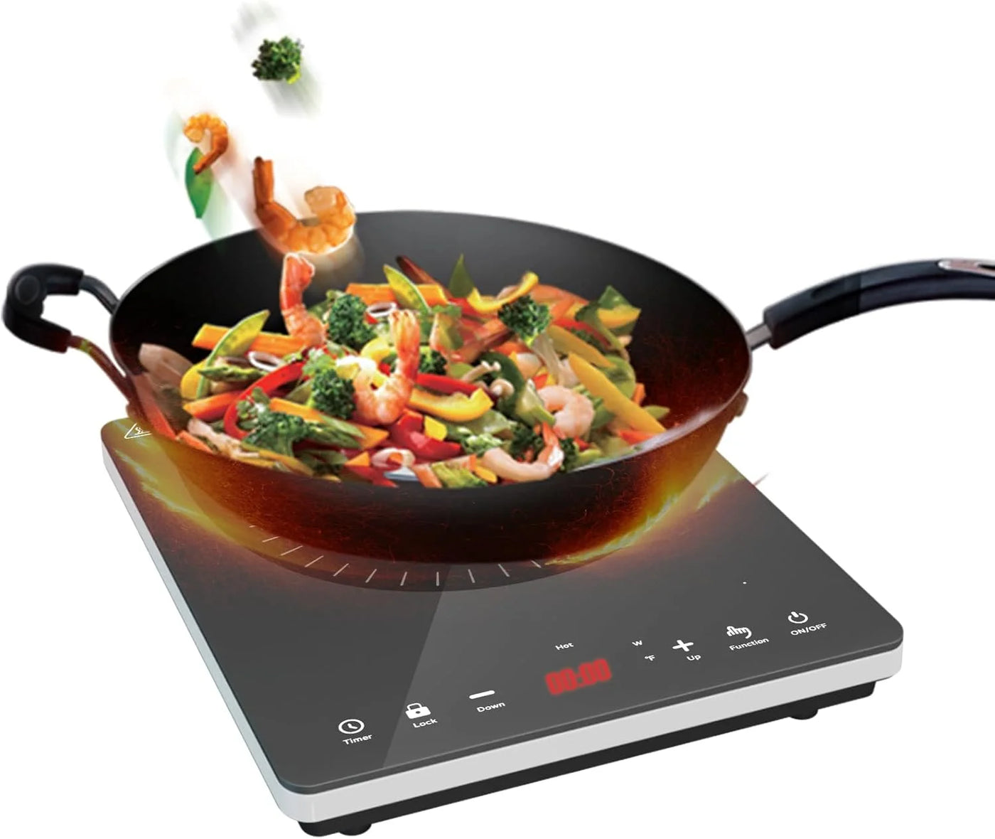 Portable Induction Cooktop, 1800W Electric Hot Plate, 9 Power Levels, Countertop Burner Induction with LCD Sensor Touch Timer Safety Lock, Single Electric Burner Stove Easy to Clean Black