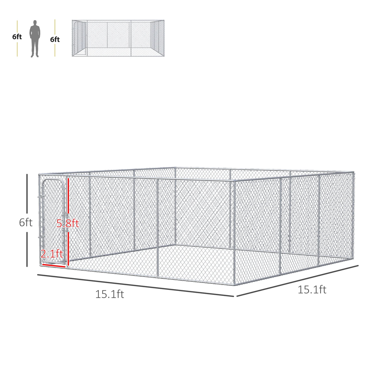 PawHut Dog Kennel Heavy Duty Playpen with Galvanized Steel Secure Lock, Waterproof Cover for Backyard & Patio