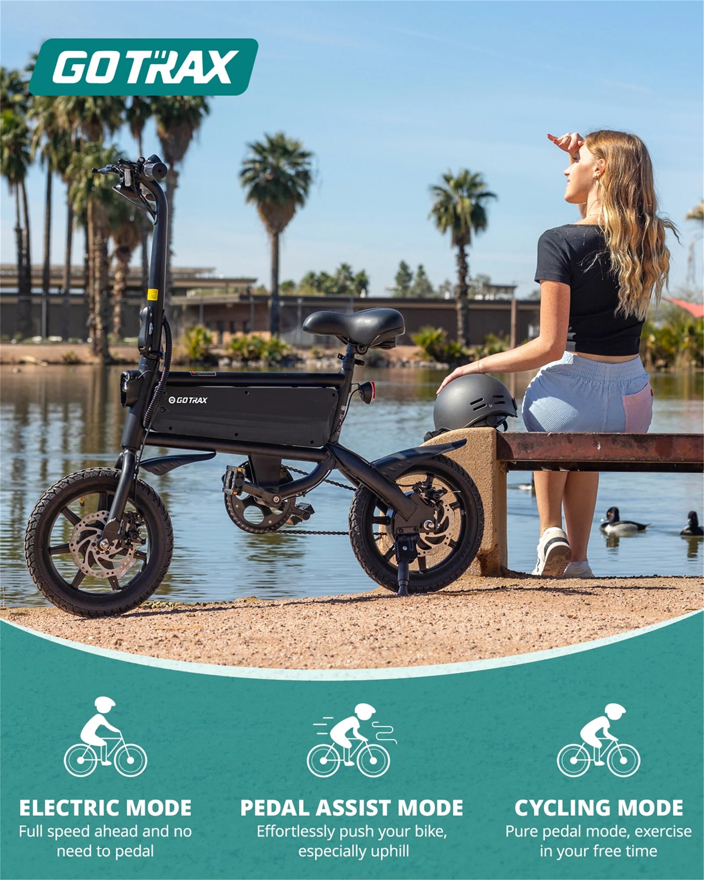 GOTRAX S2 14" Folding Electric Bike for Adults and Teens, 250W 15.5Mph, 15Miles LED Display Mini E-Bike for Commuting