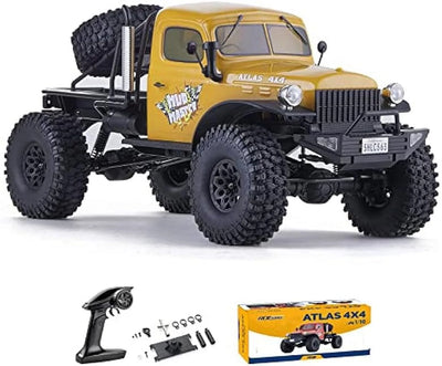 RocHobby Atlas 1/10 RC Crawler, 4WD 2.4Ghz RC Rock Truck Off Road, Hobby RC Car Indoor&Outdoor 2 in 1, RC Vehicles for Adults Need to Complete with Battery, Yellow