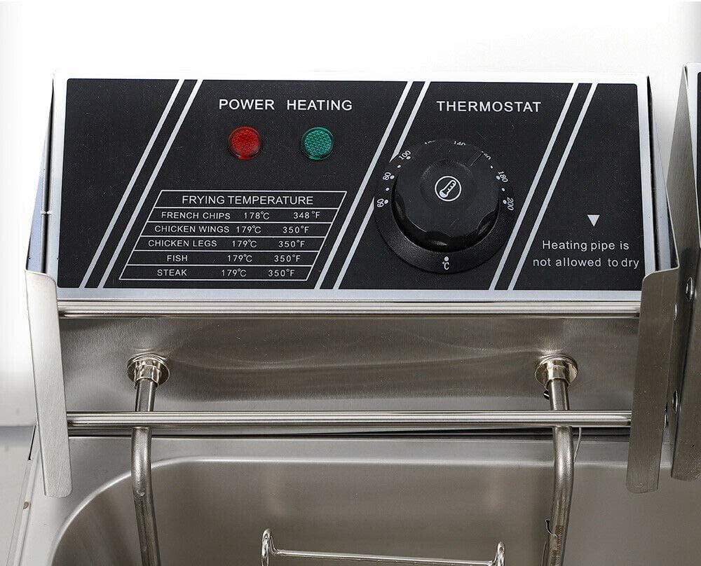 Miumaeov Stainless Steel Deep Fryer with Frying Baskets and Lid, 12.7QT/12L Capacity Countertop Deep Fryer, Frying Machine