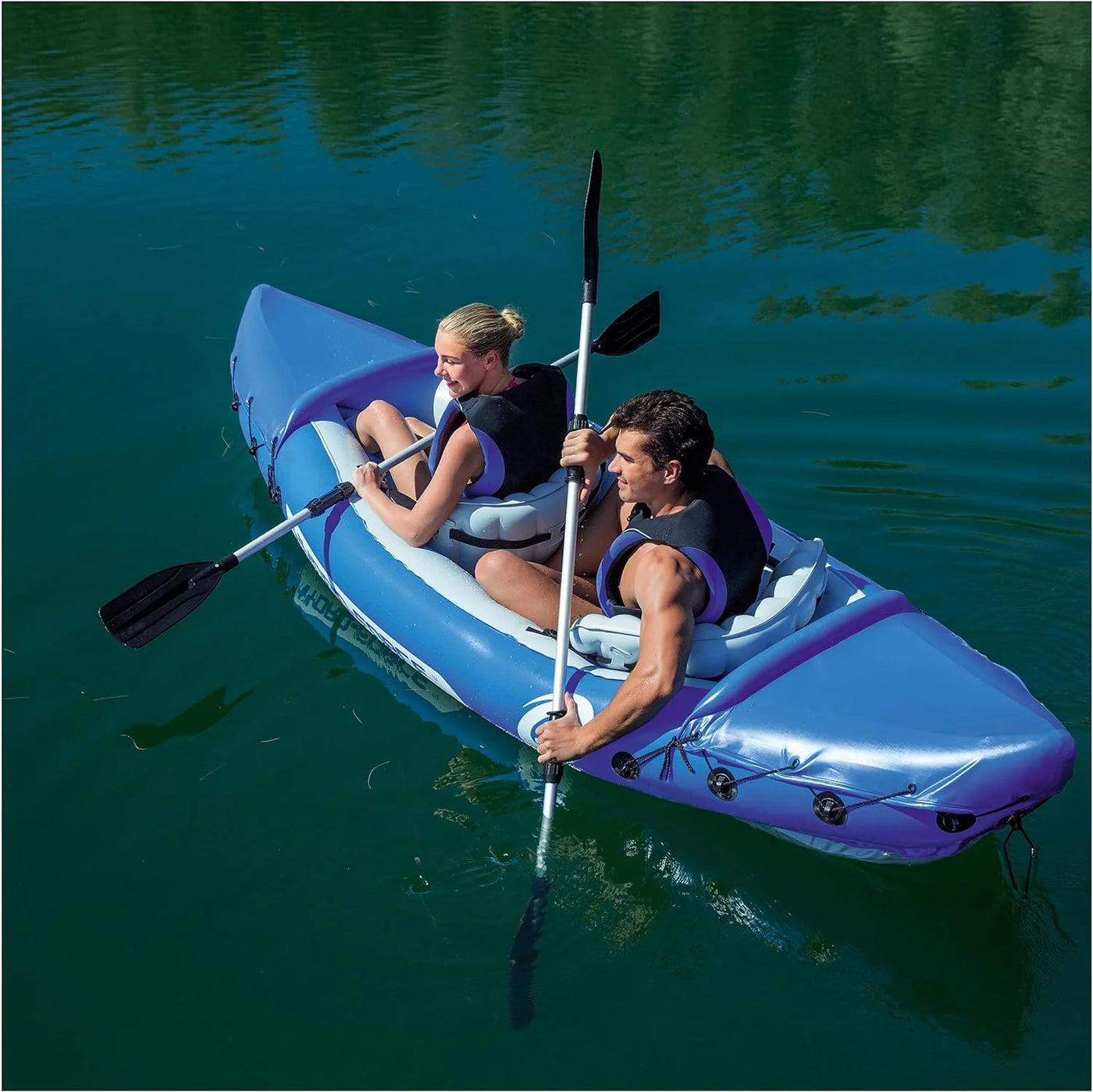 Bestway- Lite-Rapid X2 Inflatable Voyager Kayak, Blue, 126 x 35 in.