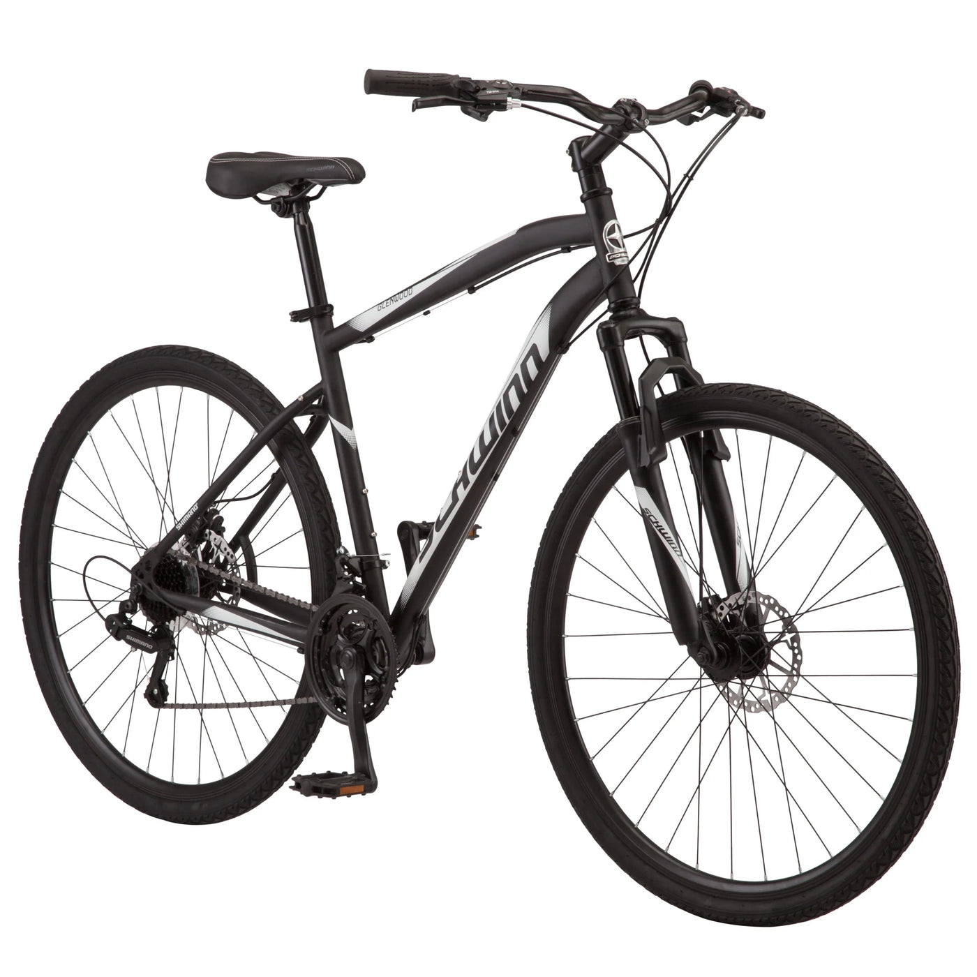 Schwinn 700c Glenwood Mens Hybrid Bike, 21 Speeds, Black