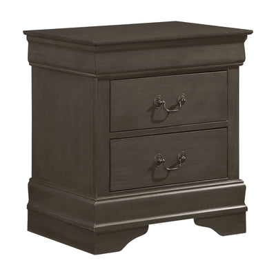 DeeHome Classic Louis Philippe Style Stained Gray Finish 1pc Nightstand of 2x Drawers Traditional Design Bedroom Furniture