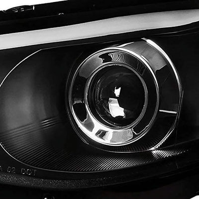 DRL LED Light Bar Strip Projector Headlight Head Lamp Replacement in Black Housing Clear Lens Made For And Compatible With 2008 - 2014 Subaru Impreza WRX 08-11 Outback Sport