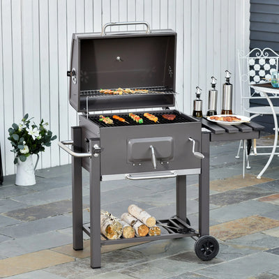 Outsunny Charcoal BBQ Grill, Outdoor Portable Cooker, Gray