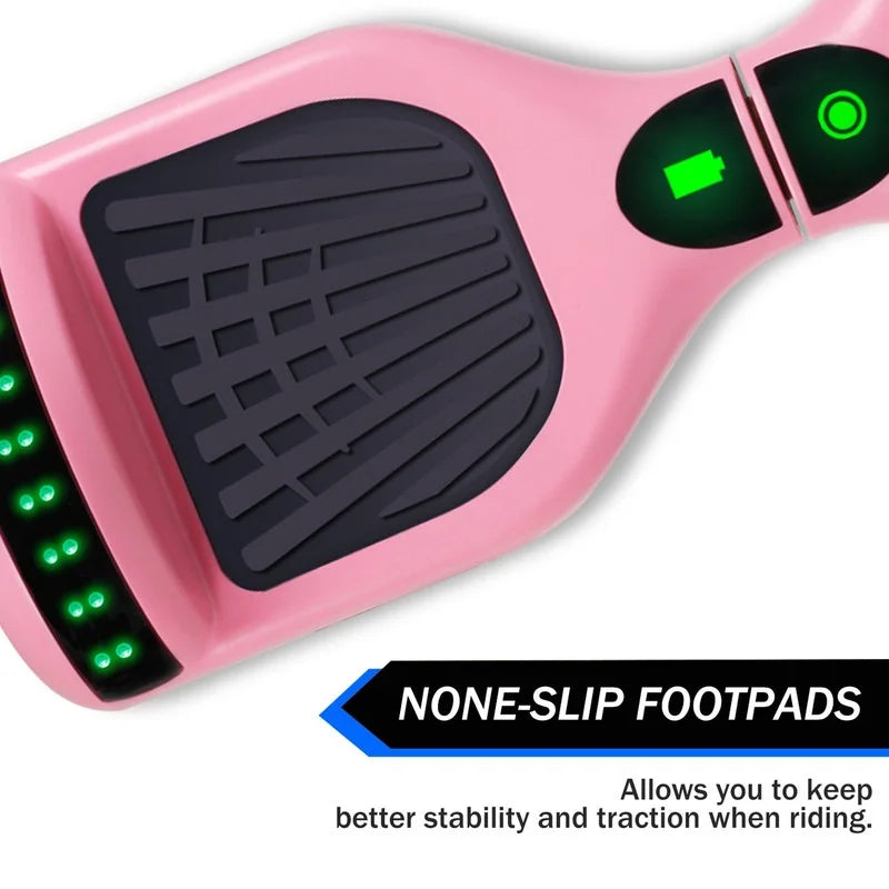 SISIGAD Hoverboard, 10 Mph Max Speed, Hoverboard with Bluetooth and LED lights, 6.5" Self Balancing Electric Hoverboard for Kids Adults Gifts, Pink