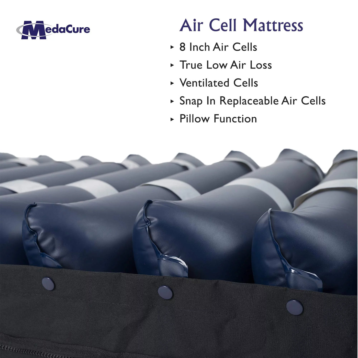 Medacure Alternating Pressure Air Mattress for Hospital Beds with Quilted Nylon Cover - 80" x 36" x 8" (Twin) - Pump Included