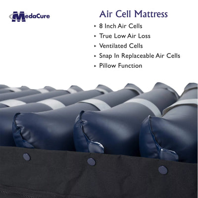 Medacure Alternating Pressure Air Mattress for Hospital Beds with Quilted Nylon Cover - 80" x 36" x 8" (Twin) - Pump Included