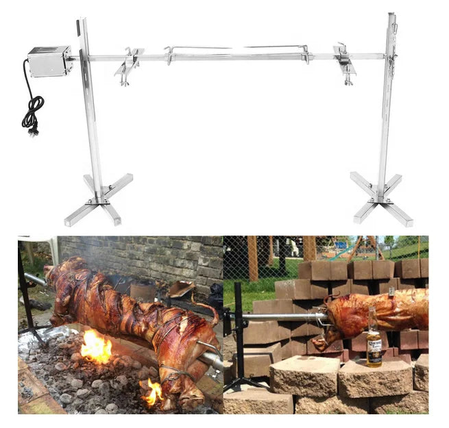 INTSUPERMAI 90lbs Rotisserie Grill Spit Roaster Tripod Electric Motor Stainless Steel Lamb Skewer