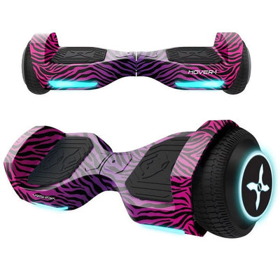 Hover-1 Rebel Kids Hoverboard with LED Headlight, 6 m Max Speed, 130 Lbs. Max Weight, 3 Miles Max Distance - Pink Zebra