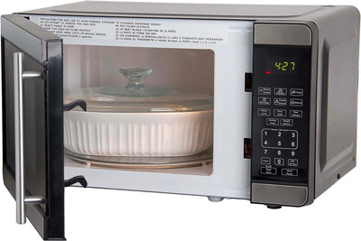 Avanti MT7V3S Microwave Oven 700-Watts Compact with 6 Pre Cooking Settings, Speed Defrost, Electronic Control Panel and Glass Turntable, Metallic