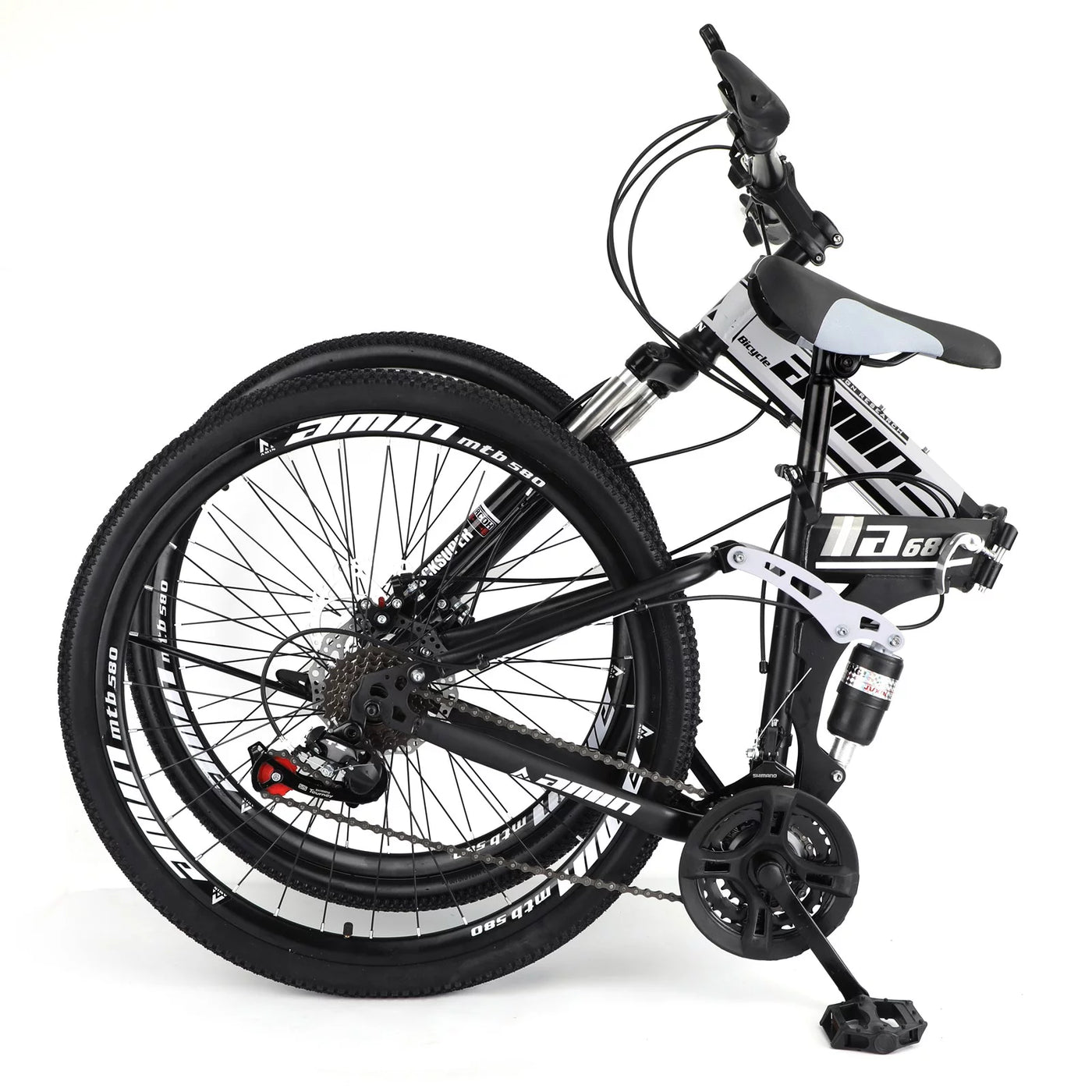 Unisex Adult Mountain Bike Full Suspension 26" 21 Speed MTB Folding Bicycle