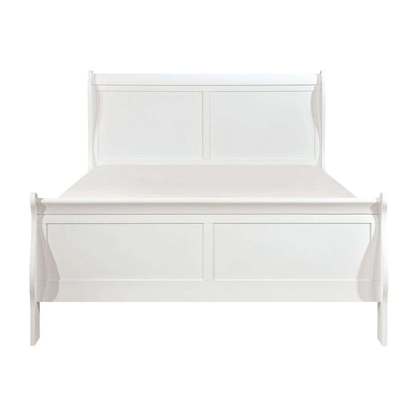 Traditional White Finish 1pc Eastern King Size Sleigh Bed Classic Louis Philippe Styling Bedroom Furniture