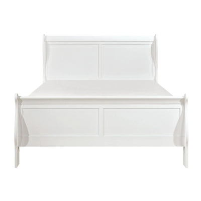 Traditional White Finish 1pc Eastern King Size Sleigh Bed Classic Louis Philippe Styling Bedroom Furniture