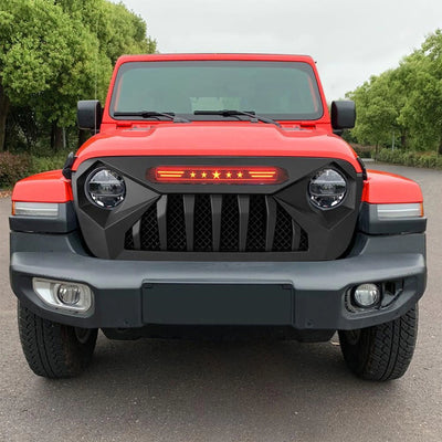 AMERICAN MODIFIED Demon Grille w/Red Lights for 18-21 Wrangler/Gladiator