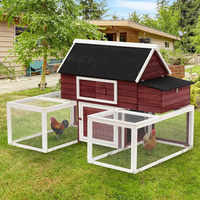 Pawhut Wooden Customizable Backyard Chicken Coop With Nesting Box and Runs, 114"