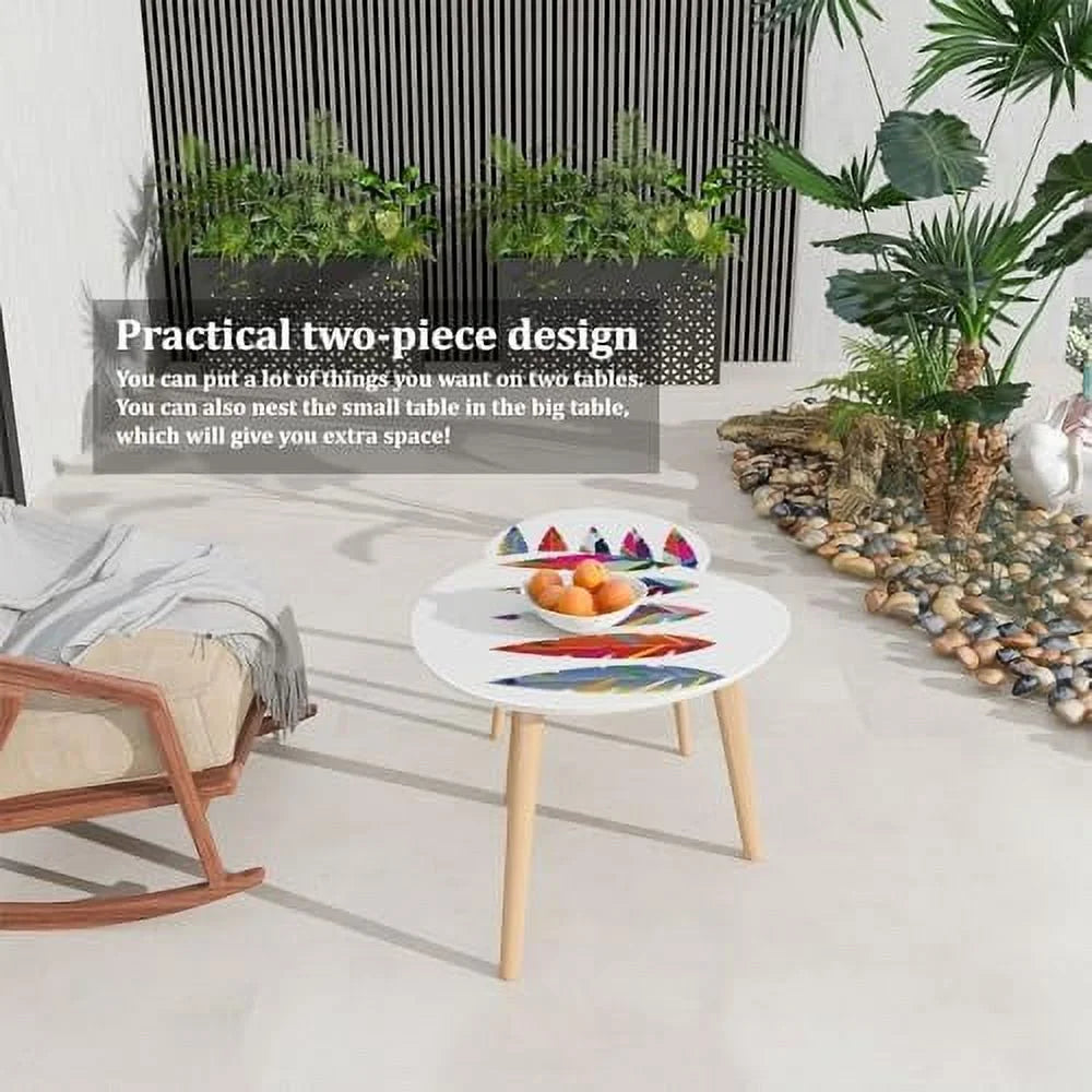 TJXFVNB Small Coffee Nesting Seamless Border Small Bright Colorful Flowers Leaves Triangle End Center Modern Room Bedroom Balcony