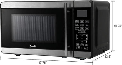 Avanti MT7V3S Microwave Oven 700-Watts Compact with 6 Pre Cooking Settings, Speed Defrost, Electronic Control Panel and Glass Turntable, Metallic