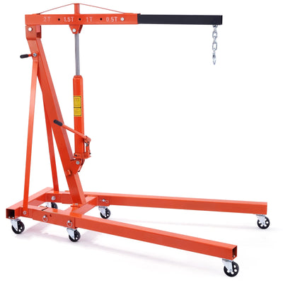 BENTISM 2T Folding Engine Crane Engine Hoist with Level 4400 lbs/2 ton Heavy-Duty Cherry Picker Shop Crane Oldable Engine Crane