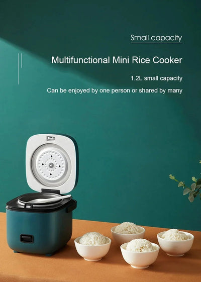 1.2L Mini Electric Rice Cooker - Intelligent, Automatic, Household Appliance for Small Meals, Food Warming, and Steaming - Ideal for 1-2 People Blue