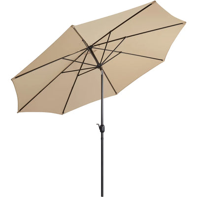 Topeakmart 11ft Patio Umbrella Market Umbrella with 8 Ribs Tilt and Crank for Garden, Deck, Backyard, Pool, Beach, Tan