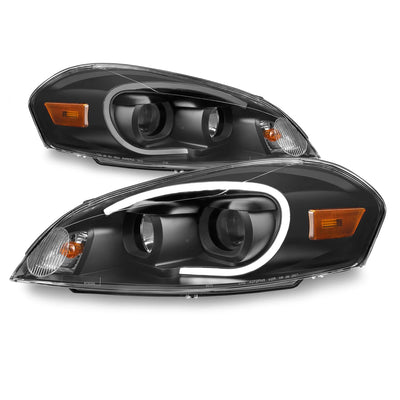 AKKON - Fits 06-13 Chevy Impala | 14-16 Impala Limited | 06-07 Monte Carlo Light Tube Projector Headlamps - Black