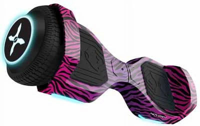 Hover-1 Rebel Kids Hoverboard with LED Headlight, 6 m Max Speed, 130 Lbs. Max Weight, 3 Miles Max Distance - Pink Zebra