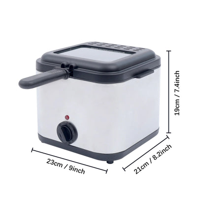 DENEST 1KW Stainless Steel Electric Deep Fryer w/Basket, Adjustable Control Temperature