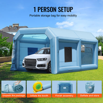 SKYSHALO Portable Spray Shelter, 21x13.5x9.8 ft, Includes 1100W Blower & Filtration System, Ideal for Mid-Size Vehicles & Bulky Furniture