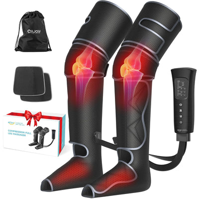 ALLJOY Leg Massager, Leg Air Compression Massager for Circulation and Pain Relief,2 Heat Levels Foot/Knee Massager,6 Modes with Memory Function Controller, Full Leg Massager, Gift for Women Men