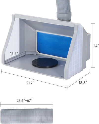 Airbrush Spray Booth With Dual Fans, Portable Paint Spray Booth For Airbrushing With Stepless Speed Switch, 3 LED Lights And Exhaust Hose, Airbrush Booth Kit For Painting Model Craft DIY