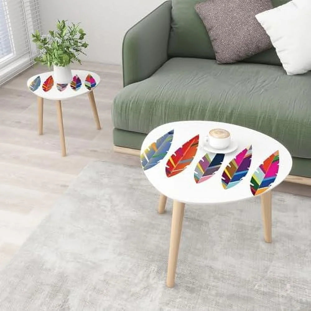 TJXFVNB Small Coffee Nesting Seamless Border Small Bright Colorful Flowers Leaves Triangle End Center Modern Room Bedroom Balcony