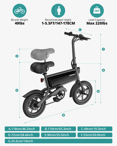 GOTRAX S2 14" Folding Electric Bike for Adults and Teens, 250W 15.5Mph, 15Miles LED Display Mini E-Bike for Commuting