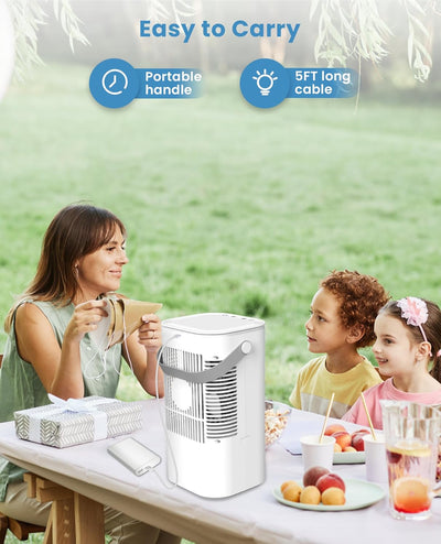 Portable Air Conditioners Fan, Air Cooler Evaporative 180°Auto Rotation, 3 Wind Speed, 2-4H Timer, Mini Cooling Fan for Room Home Bedroom Office