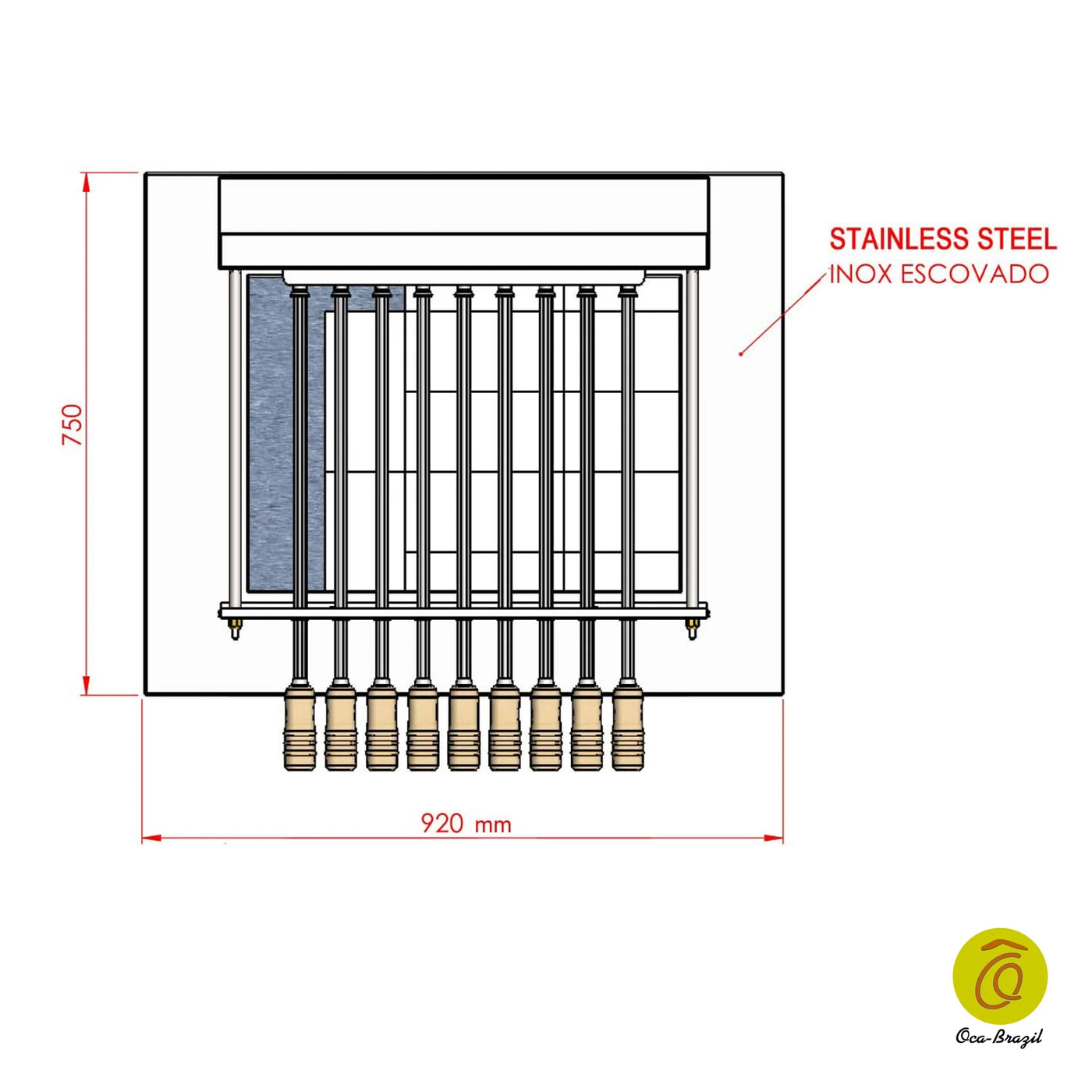 Brazilian BBQ Charcoal Grill with Firebox - 9 Skewers - Oca-Brazil