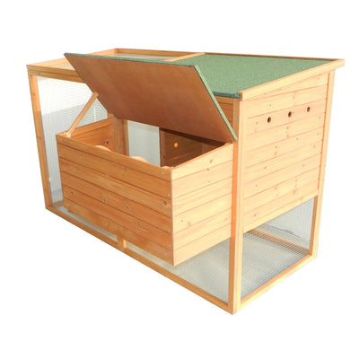 PawHut 64" Large Wooden Chicken Coop Kit With Outdoor Run And Nesting Box