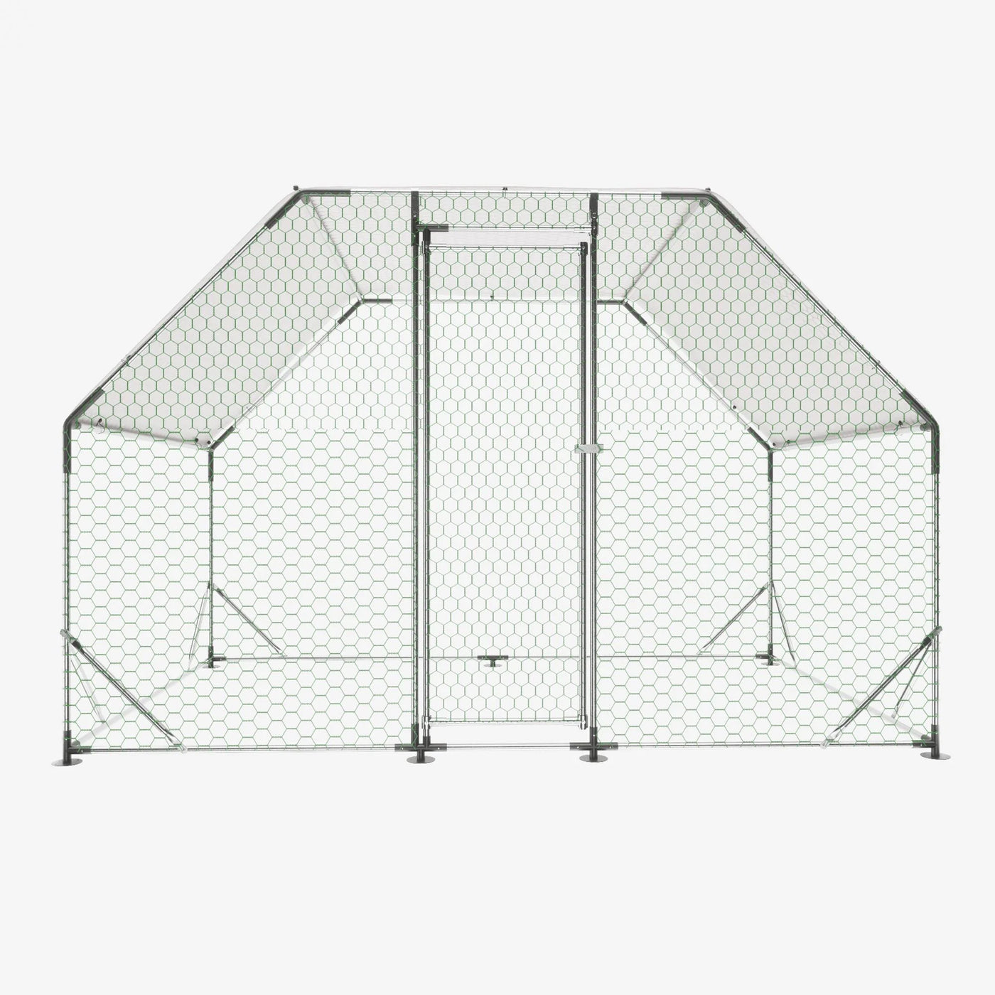 Large Chicken Coop for 6-8 Chickens, Seizeen Walk-in Chicken Run with Waterproof, Galvanized Wire Poultry Hen Dog House Rabbits Hutch Duck Cage, 10FT