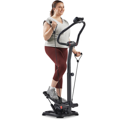 Sunny Health & Fitness Duo Function Premium Heavy Duty 330 LB Capacity Power Stepper with Resistance Bands, Space-Saving Low Impact Peddle w SunnyFit® App Enhanced Connectivity - SF-S021055…