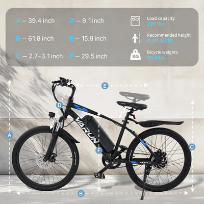 VARUN Electric Bike for Adults, 350W 20MPH Commuter Ebike with 36V Removable Battery, 24'' Electric Mountain Bike with Front Fork Suspension and Dual Disc Brakes