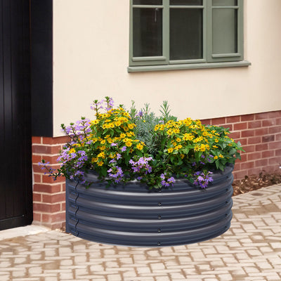 Olle Gardens 17" Tall Semi-round Raised Garden Bed in Midnight Gray