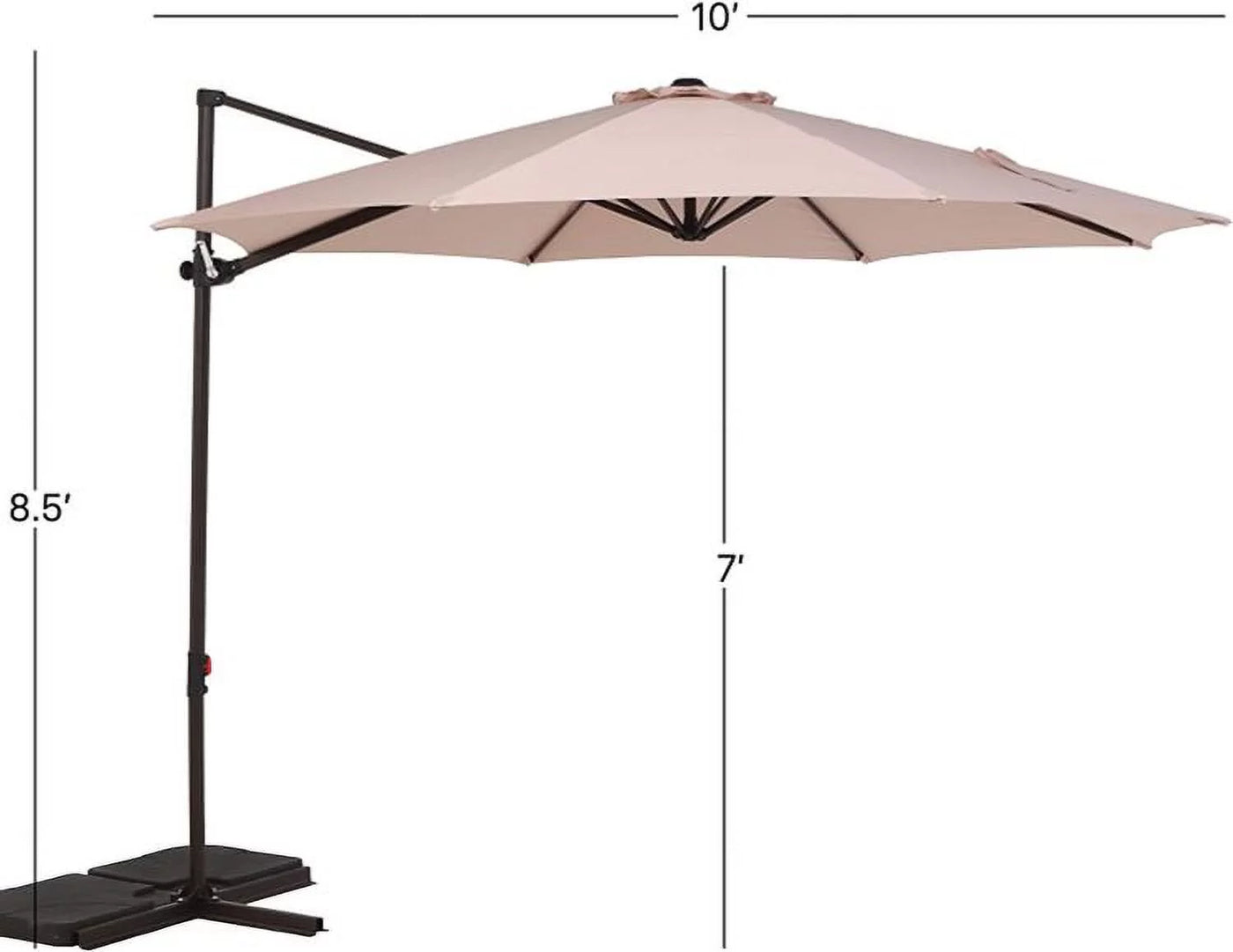 Grand Patio Outdoor Market Cantilever Steerable Large Umbrella, 10ft, Beige