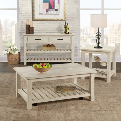 Bowery Hill Barn Door Solid Wood Coffee Table Antique White