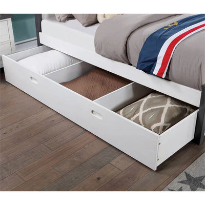 Furniture of America Acres Wood Full Bed with Trundle in White and Gray