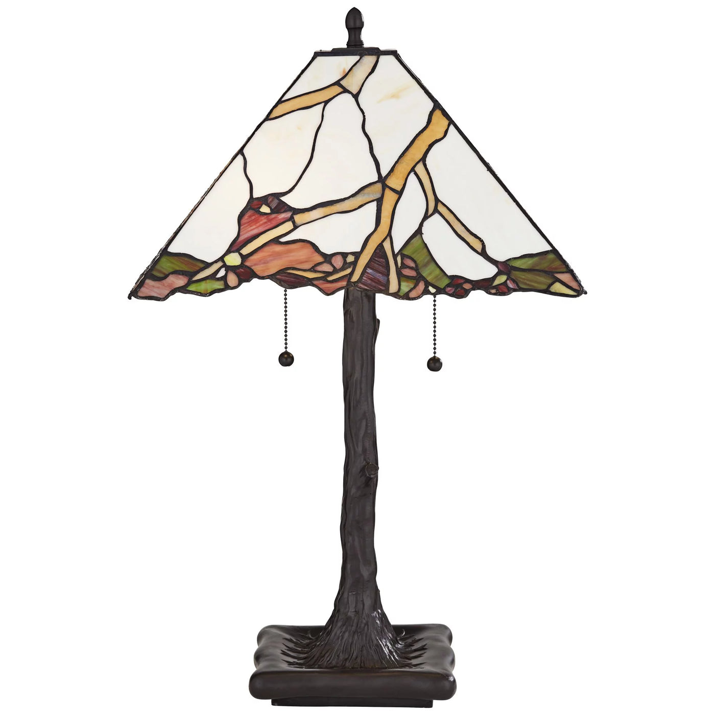 Robert Louis Tiffany Cherry Rustic Table Lamp 26" High Dark Bronze Cherry Blossom Stained Art Glass Shade for Bedroom Living Room Bedside Nightstand