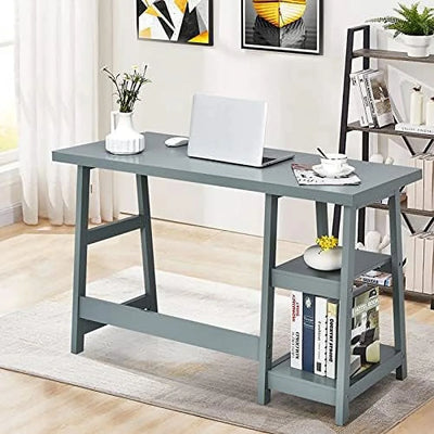 AEFRGHS Computer Desk with Shelves Modern Trestle Desk Home Office Desk with Space Saving Study Writing Desk Desk for Bedroom