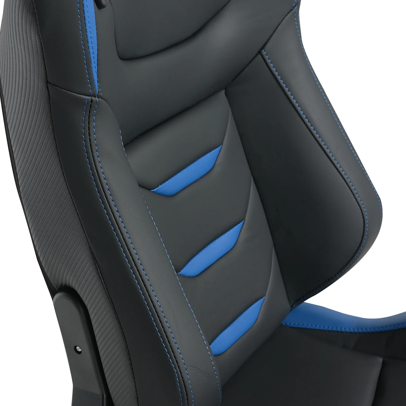 Racing Seats, 1 Pair Bucket Seats with Dual Lock Sliders for Front-Back Adjustment, PVC Leather Universal Racing Seats for Cars (Black with Blue)