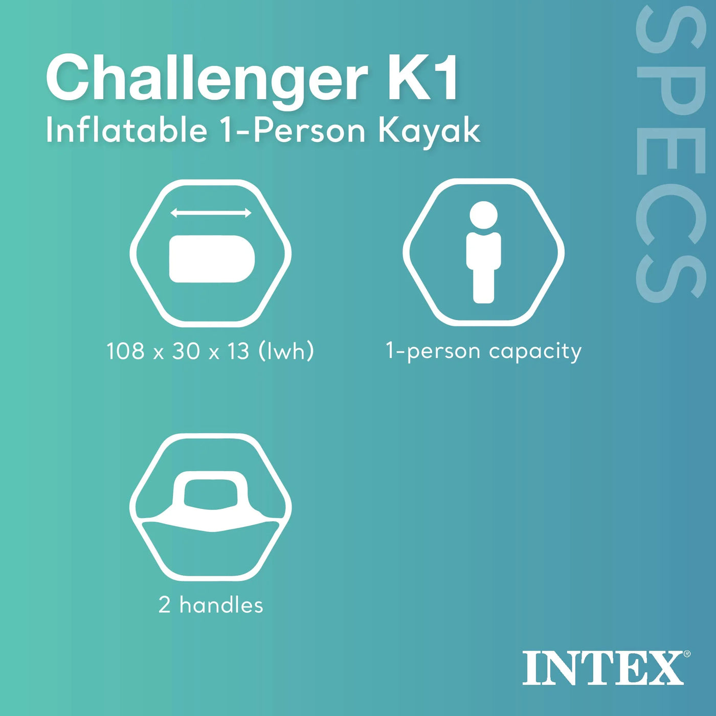 Intex Challenger K1 Single Person Inflatable Fishing Kayak Set Accessory Kit Oars & Pump