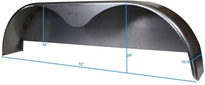 72×10-3/4 Tandem Axle Steel Trailer Fender w/Back Plate Welded In (2-Pack)