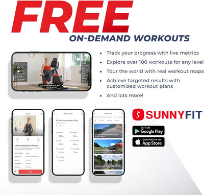 Sunny Health & Fitness Electromagnetic Recumbent Cross Trainer Exercise Elliptical Bike w/Arm Exercisers, Easy Access Seat & Exclusive SunnyFit® App Enhanced Bluetooth Connectivity - SF-RBE4886SMART…